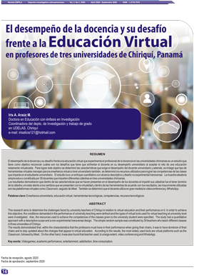 El desempeño de la docencia y su desafío frente a la Educación Virtual  en profesores de tres universidades de Chiriquí, Panamá