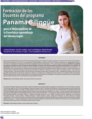 Formación de los Docentes del programa Panamá Bilingüe  para el Mejoramiento de la Enseñanza-aprendizaje del Idioma Inglés